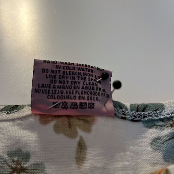 Divine Diva floral print sleeveless top adjustable straps blues & greens SZ S - Picture 7 of 9